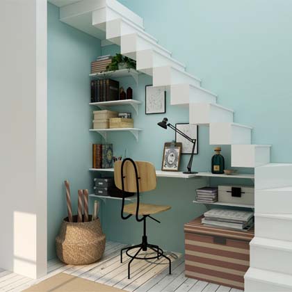 home office underneath a staircase